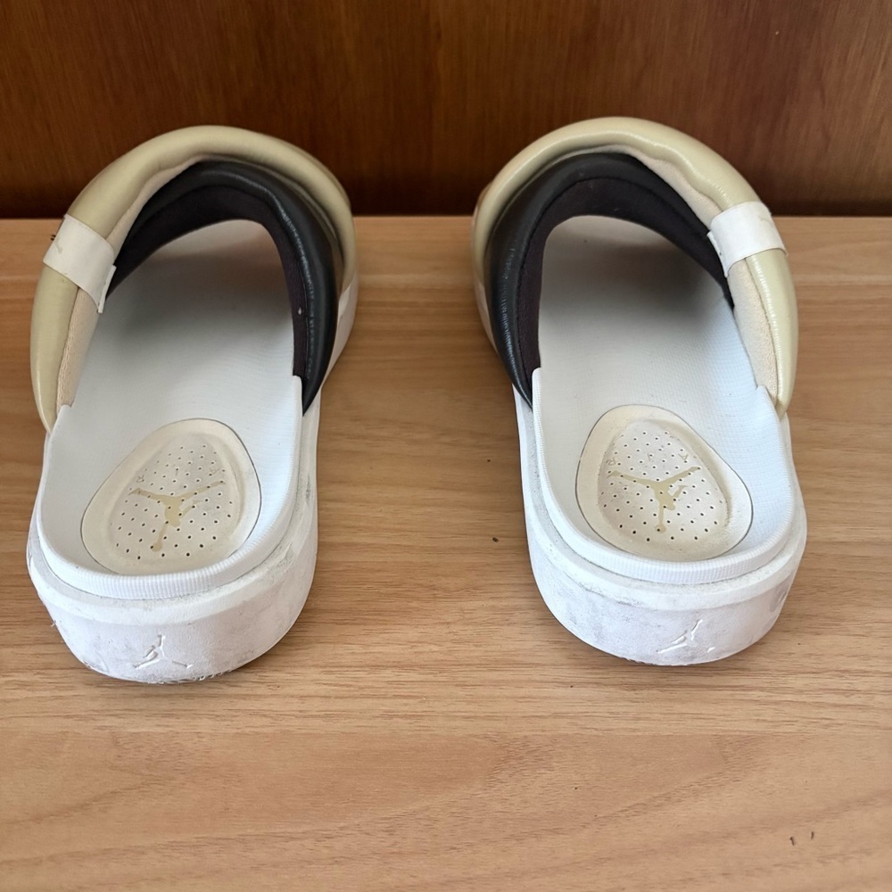 JORDAN sz 8 Sophia Slides Black Cream Crossover Puffy Strap Nike - Picture 5 of 9